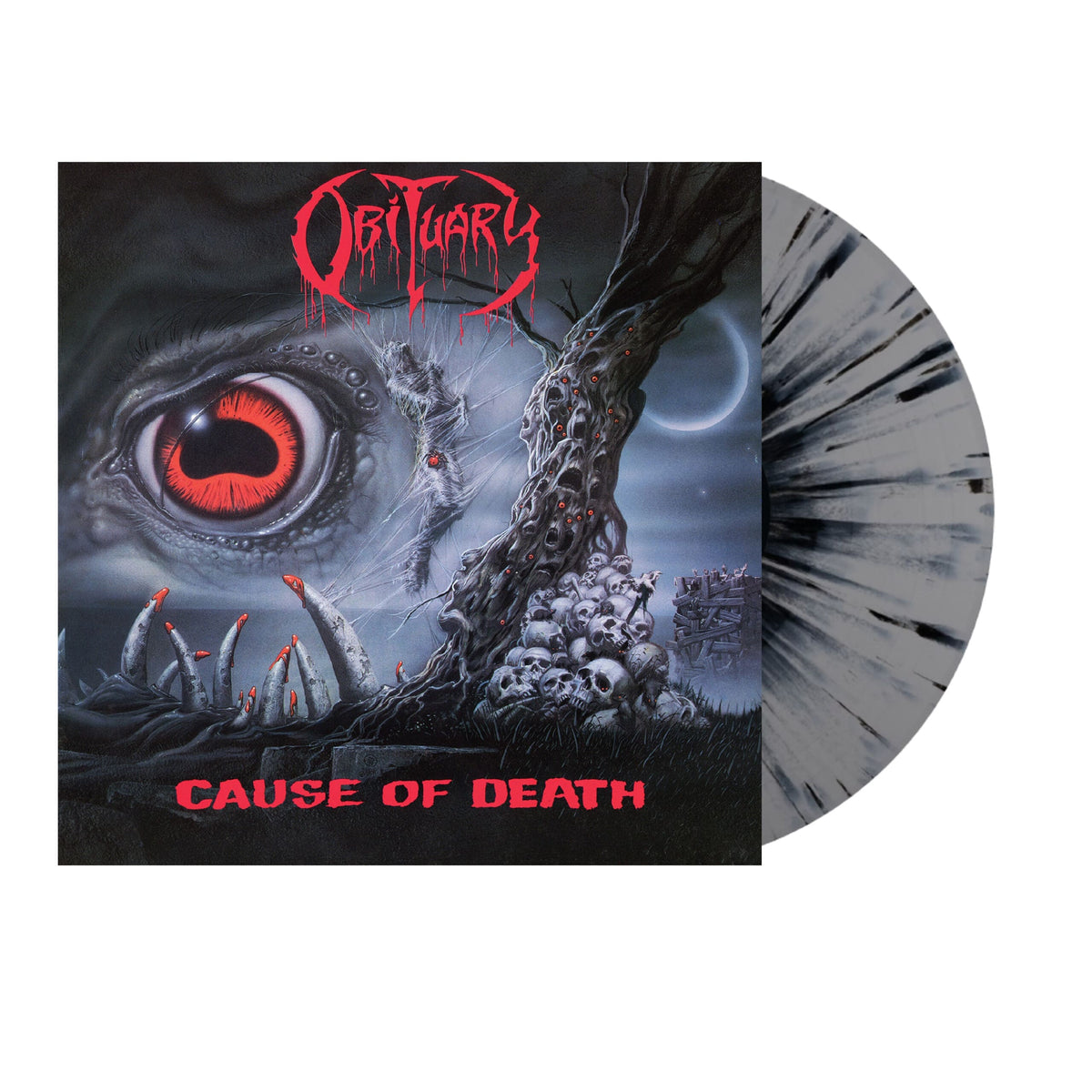 OBITUARY - CAUSE OF DEATH: GREY WITH BLACK SPLATTER - LP