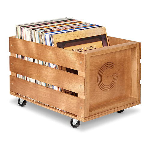 LP CRATE : WITH WHEELS - UNASSEMBLED : HOLDS 100 RECORDS - ACC