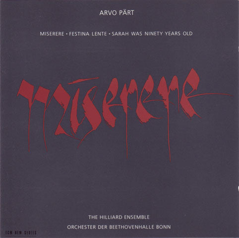 HILLIARD ENSEMBLE - MISERERE - CD