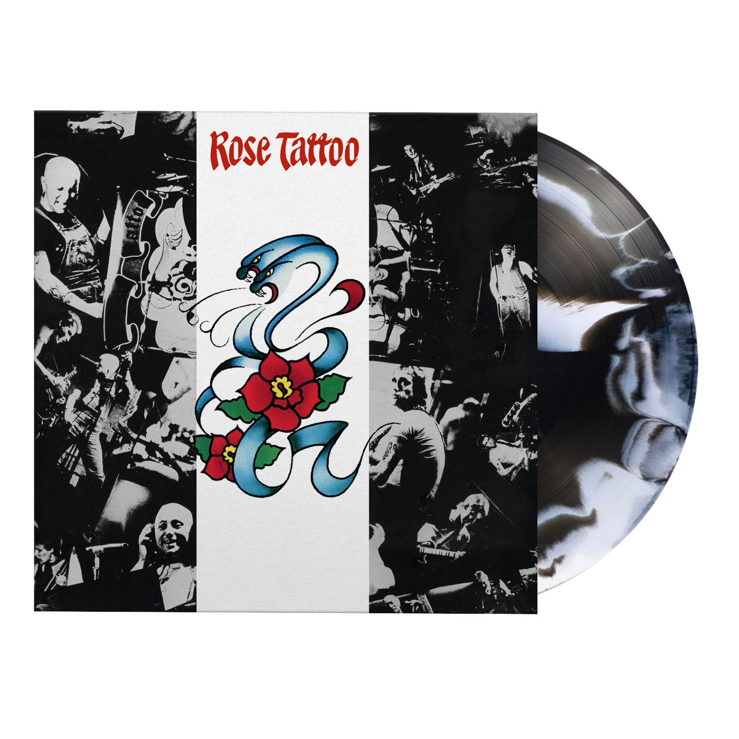 ROSE TATTOO - ROSE TATTOO (1978) : WHITE & BLACK SWIRL - LP