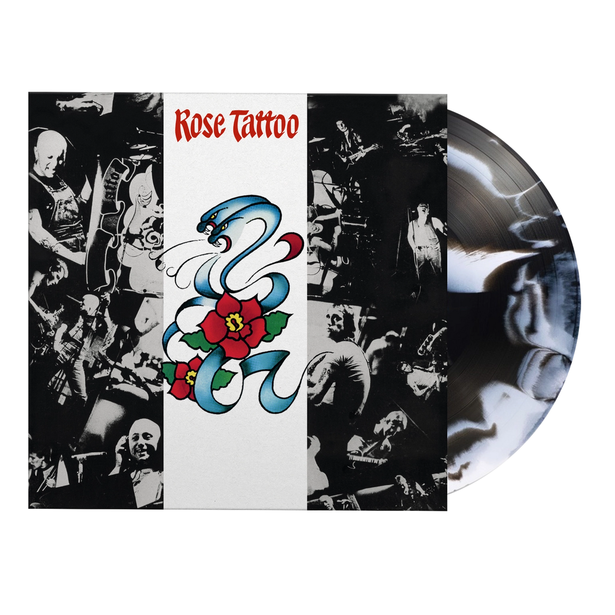 ROSE TATTOO - ROSE TATTOO (1978) : WHITE & BLACK SWIRL - LP