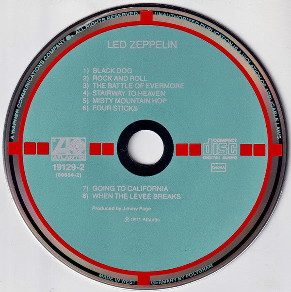 LED ZEPPELIN - IV (SYMBOLS) WEST GERMAN TARGET LABEL - CD
