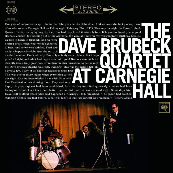 BRUBECK, DAVE QUARTET - AT CARNEGIE HALL : 2LP SPEAKERS CORNER - LP