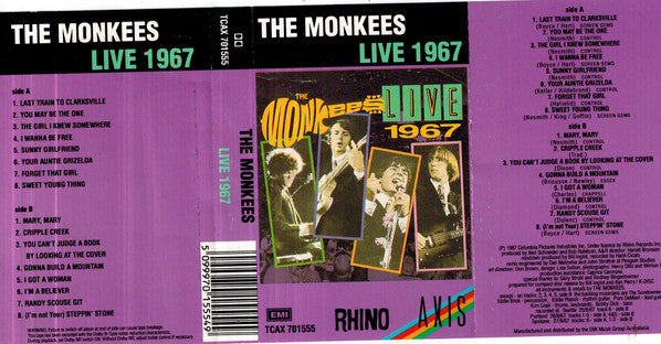MONKEES - LIVE 1967 (CASSETTE) - CS – Red Eye Records