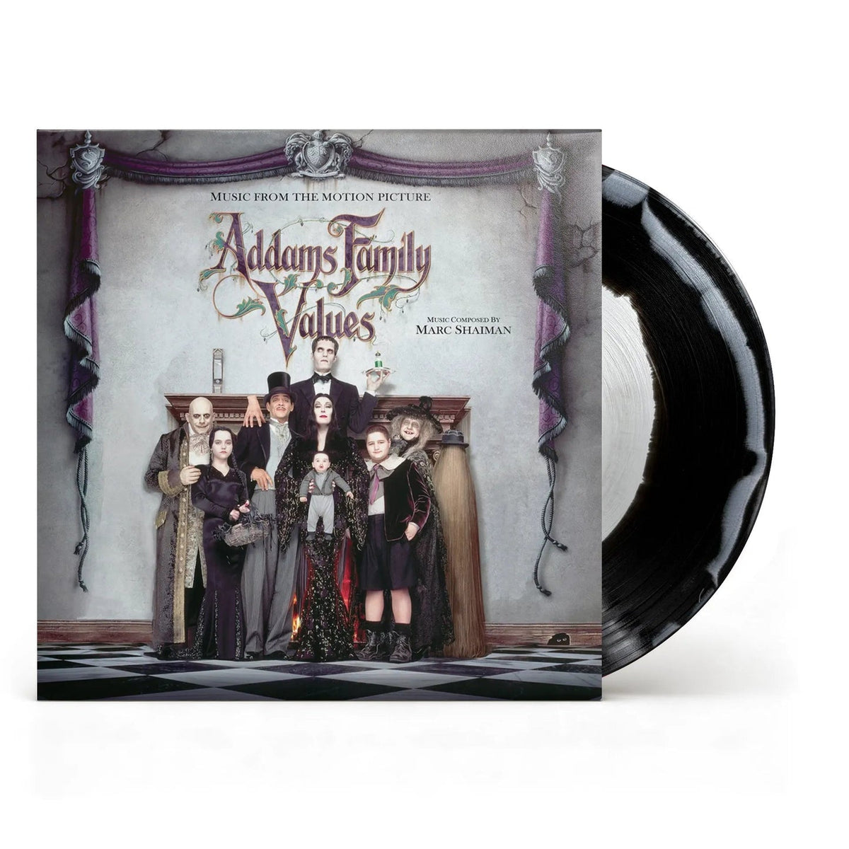 ADDAMS FAMILY VALUES - SOUNDTRACK : WHITE-IN-BLACK VINYL - LP