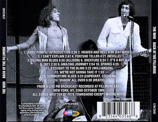 WHO - BACK AT THE FILLMORE - CD