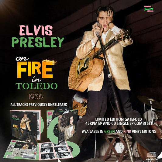 PRESLEY, ELVIS - ON FIRE IN TOLEDO : GREEN 7" EP + CD - 7