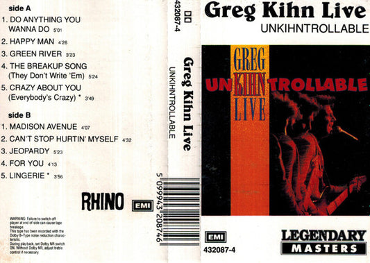 KIHN, GREG - UNKIHNTROLLABLE - LIVE (CASSETTE) - CS
