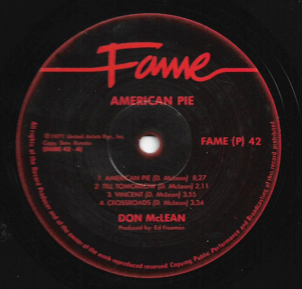 MCLEAN, DON - AMERICAN PIE (SOUTH AFRICAN REPRESS) - LP