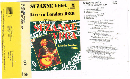 VEGA, SUZANNE - LIVE IN LONDON 1986 ICASSETTE) - CS
