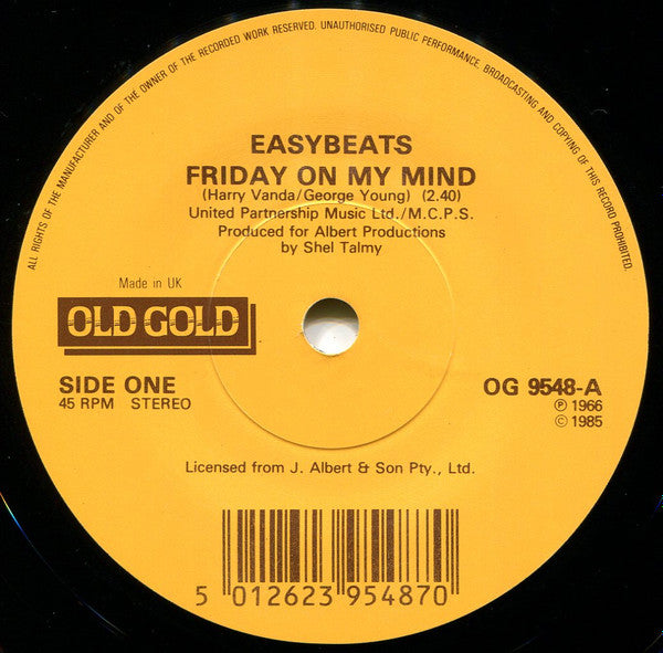 EASYBEATS - FRIDAY ON MY MIND / HELLO HOW ARE YOU - 7