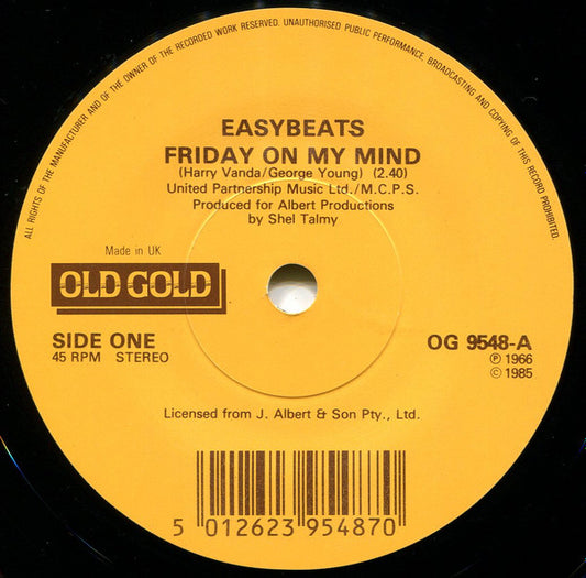 EASYBEATS - FRIDAY ON MY MIND / HELLO HOW ARE YOU - 7